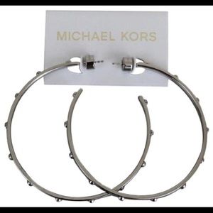 Michael Kors Astor Large Silver Tone Hoop Earrings